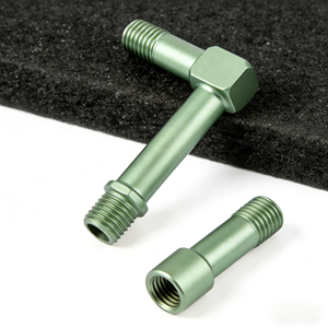 מחברי צינורות תעשייתיים יצוקים מאלומיניום בציפוי אנודייז ירוק זית, בעלי דיוק גבוה, עם הברגות, למכונות - Product Image 3