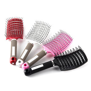 Outil de coiffure et de massage du cuir chevelier à prix réduit, brosse à cheveux en poils de sanglier naturels et nylon - Product Image 2