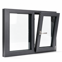 Fenêtre oscillo-battante avec verrouillage enfant, double vitrage en verre trempé, fenêtre en aluminium pour appartement et balcon