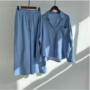 Ensemble Chemise et <span class=keywords><strong>Pantalon</strong></span> Ample Taille Haute en Coton et <span class=keywords><strong>Lin</strong></span> Rétro Grande Taille pour <span class=keywords><strong>Femme</strong></span> 2024 - Product Image 5