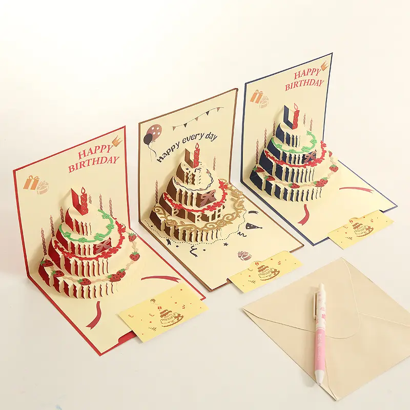 China Hersteller Großhandel benutzer definierte 3D Pop Up Geburtstag Festival Papier Geschenk Grußkarten Drucken