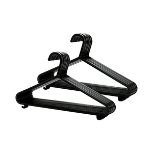 強力なブラック大人用プラスチックコートハンガースペースドライラックスーツパンツ & ズボンレールクローゼット服オーガナイザーバークリップ - Product Image 1