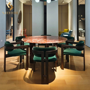 Kursi Makan Rumah <span class=keywords><strong>Modern</strong></span> Klasik Kayu Berlapis Kain Beludru Kulit Asli untuk Hotel Restoran Kedai Kopi - Product Image 6