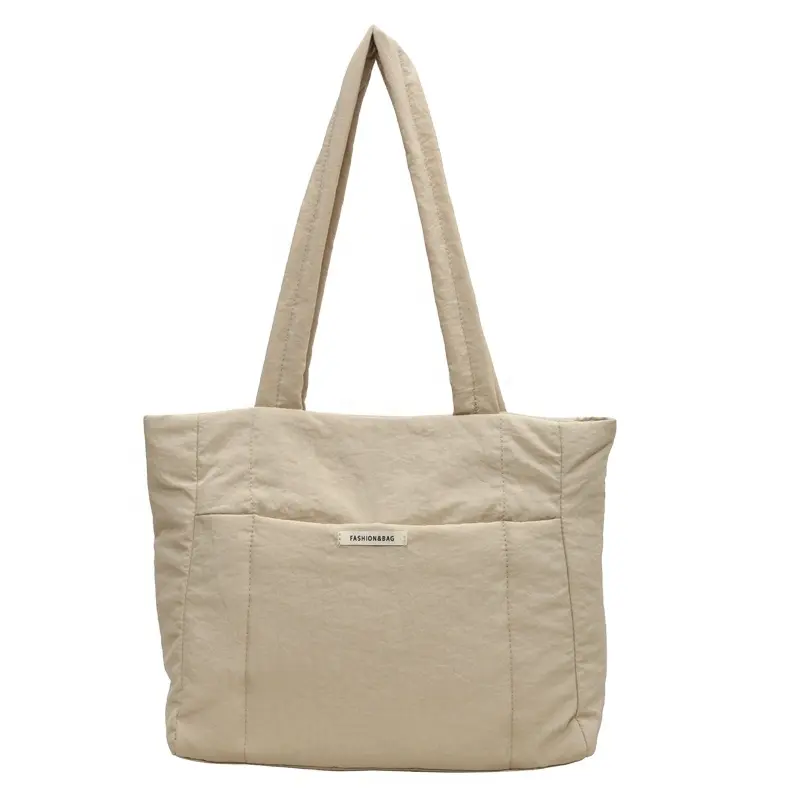 Moda özel logo çanta büyük pamuk yumuşak naylon kadın sepet alışveriş çantası