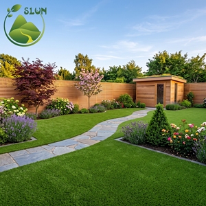 Gazon artificiel haute densité à prix de gros, rouleau de gazon synthétique vert pour aménagement paysager extérieur, tapis de jardin pour <span class=keywords><strong>village</strong></span> - Product Image 4