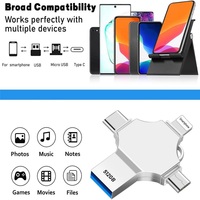 OTG Flash Drive USB tipe-c dan PC, Flash Drive Logo 4 in 1 untuk Iphone Android tipe-c dan PC multifungsi
