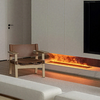 Élégante cheminée encastrée avec meuble TV assorti, flamme LED naturelle et rangement intégré