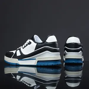 Zapatos atléticos de cuero sintético para hombre, calzado masculino de alta calidad, personalizado, corte bajo, color blanco, estilo baloncesto