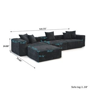 ATUNUS <span class=keywords><strong>Canapé</strong></span> modulaire personnalisable en gros, mobilier de salon, ensemble de canapés sectionnels américains noirs en tissu velours côtelé - Product Image 6