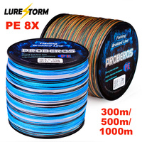 LureStorm PE 8X 300m/500m/1000m 0.6 # -10 #   Ligne de pêche tressée à 8 brins, fil camouflage, ligne principale pour la pêche en eau peu profonde et la pêche en mer