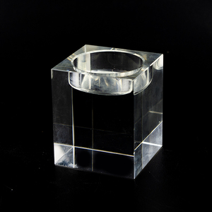 Cina fabbrica all'ingrosso 5x8cm K9 candeliere di cristallo trasparente portacandele cubo di cristallo per la decorazione domestica portacandele antico - Product Image 5
