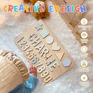 Casse-tête personnalisable avec nom Casse-tête personnalisé en <span class=keywords><strong>bois</strong></span> pour tout-petits de 1 à 3 ans Jouet éducatif pour premier anniversaire Garçons Filles Cadeau pour bébé - Product Image 4