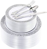 Ensemble de vaisselle jetable pour fête de Noël, 175 pièces, pour 25 invités, assiettes, gobelets, couverts pré-roulés, serviettes en plastique or, or rose, argent, OEM