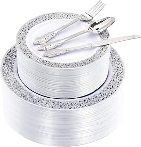 Vente en gros de Noël 175pcs un ensemble Fournitures de mariage Fête d'anniversaire Couteau Fourchette Cuillère Couverts Ensemble <span class=keywords><strong>jetable</strong></span> Tasse Assiette <span class=keywords><strong>Vaisselle</strong></span> - Product Image 3