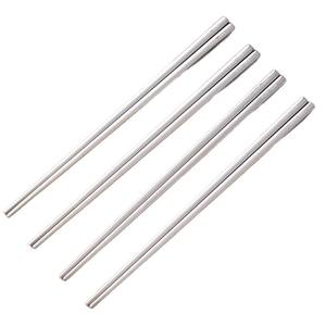 Palillos de Acero Inoxidable SUS 304, Forma Cuadrada, para Uso Doméstico y en Hoteles, Antideslizantes, Resistentes al Calor, Plateados, 10 Pares - Product Image 5