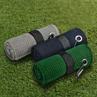 Nuevo juego de toallas de golf multifuncionales con toallas de material de microfibra Patrón de gofres de golf con clip pesado