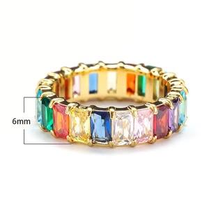 Anello Zhongzhe CE con Zirconia Multicolore, Elegante Anello in Acciaio Inossidabile 316L Placcato Oro per Donna, Gioiello Regalo - Product Image 2