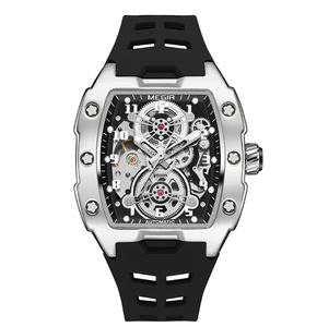 Reloj mecánico automático MEGIR para hombre, caja rectangular de acero inoxidable, correa de silicona, esfera hueca, reloj deportivo de 42mm - Product Image 2