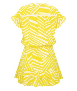 Robe midi courte à volants superposés, ourlet à franges, liens à nouer, manches courtes fluides, taille élastiquée, idéale pour la plage - Product Image 4