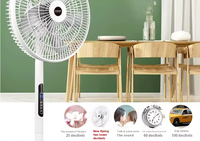 Nouveau style 2025 – Ventilateur sur pied rechargeable 16/18 pouces, solaire AC/DC 12V avec lumière LED et télécommande