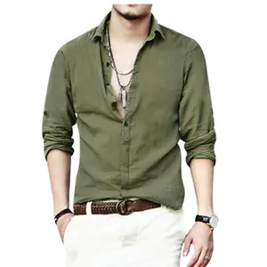 Super Size Casual Male Linen Hemp Lapel Men's Shirts Loose Quick-drying Shirt New Casual Solid Street Beach Male Tops