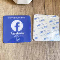 Carte NFC 10x10cm Version Française, Autocollant de Plaque de Révision Google, Instagram, Facebook, Snapchat, Autocollant NFC pour Réseaux Sociaux