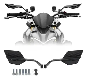 Rétroviseurs convexes universels pour moto avec ailes aérodynamiques, haute définition, nickelés, vue grand angle - Product Image 4
