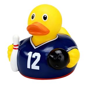 Jouet promotionnel personnalisé en PVC, canard de bowling sportif en caoutchouc, jouets de bain imprimés en gros pour enfants et tout-petits - Product Image 1