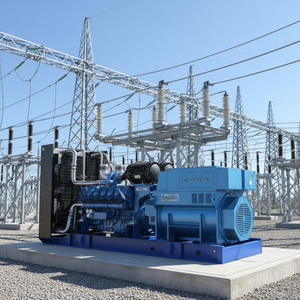 Générateur à moteur diesel et gaz naturel à châssis ouvert silencieux de 20 à 500 kW pour usage industriel, station électrique, usine, hôpital, avec ATS CE ISO - Product Image 1