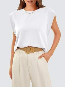 Camisetas de manga casquillo para mujer, Camisetas Básicas de verano, camisetas informales holgadas a la moda 2025 - Product Image 6