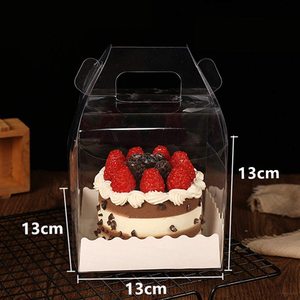 Boîte à gâteau carrée en plastique haute 12 x 12 x 6 pouces, boîte en plastique transparente avec poignées, boîte à gâteau triangulaire - Product Image 2