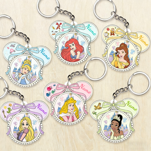 Llavero Personalizado de <span class=keywords><strong>Princesa</strong></span> con Lazo y Castillo, Regalo de <span class=keywords><strong>Cenicienta</strong></span> y Bella para Niñas, Recuerdos de Fiesta y Regalos para el Día del Niño - Product Image 1