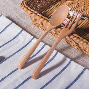 Großhandel 2-teilige japanische Holz löffel und Gabel Set dreieckigen Griff Besteck Löffel Besteck mit elegantem Design - Product Image 2