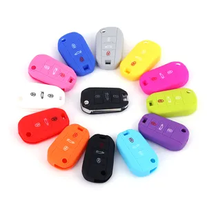 Mixed Color Protective Car Key Skin Cover Case 3 Buttons Silicone Car Key Cover for Peugeot with Low Price