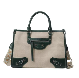 Bolso de Mujer Casual a la Moda, Estilo Retro, Bolso de Mano de Gran Capacidad, Bolso Bandolera de Lona con Cremallera - Product Image 3