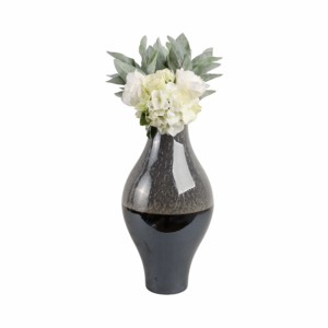 Vaso in ceramica a forma di bulbo per soggiorno, decorazione per la casa, finitura nera lucida, da posizionare su tavolo - Product Image 2