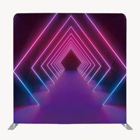 Marco de exhibición de aluminio con soporte de fondo elástico de neón reactivo a UV, impreso a medida, que brilla bajo luz negra, para fiestas