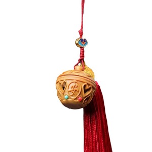 Ambientador colgante de madera con diseño de manzana de la paz, redondo, de estilo tradicional, para llavero de coche, adorno, regalo de Año Nuevo Chino - Product Image 5