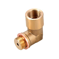 Codo de latón mecanizado por CNC, rosca de precisión para sellado a prueba de fugas, ideal para inspección de emisiones y ajuste de motores