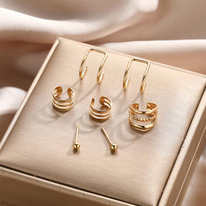 7 unids/set de <span class=keywords><strong>pendientes</strong></span> de Clip de cartílago falso sin perforación de hojas de Color dorado Vintage para mujeres y hombres, joyería de tendencia creativa - Product Image 3