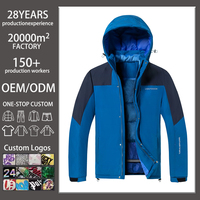 Veste de ski coupe-vent 3 en 1 pour homme, veste d'hiver chaude, doublure matelassée, manteau de snowboard, doudoune thermique, couleur bleue