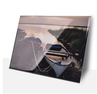 Impression sur panneaux en aluminium d'un paysage urbain bleu, style château, contemporain et simple, à haute brillance, pour objets décoratifs