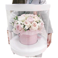 Fenêtre transparente conception personnalisée ronde feuille d'or papier Arrangement fleur emballage Tube Bouquet boîte d'emballage