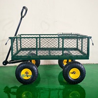 Chariot de jardin en acier robuste pour ferme et jardin, capacité de 880 lb, chariot utilitaire en métal avec côtés en maille amovibles