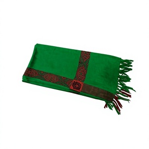 Green Embroidered Wool Kashmiri Shawl for Women Winter Scarf Long <b>Wrap</b> with Tassel Border Custom Logo - Product Image 5