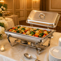 Chariot de buffet pliable en acier inoxydable argenté épaissi, à chauffage à l'alcool et isolation thermique, pour hôtels, vente directe transfrontalière