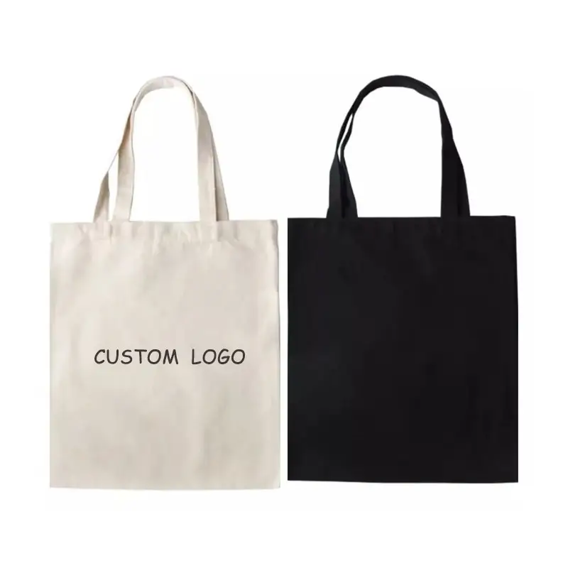 Toptan özel Logo baskılı geri dönüşümlü düz pamuk kanvas sepet alışveriş çantası