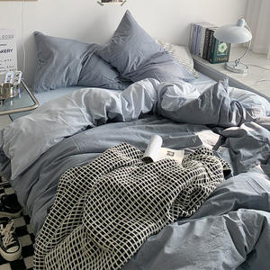 Juego de Funda Nórdica Teñida de Algodón 100% Lavable Estilo Ins de Color Sólido a Precio Barato al Por Mayor para <span class=keywords><strong>Cama</strong></span> de Hotel y Hogar - Product Image 2