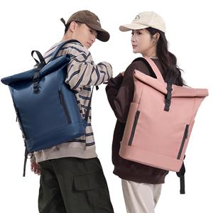 Large Capacity Unisex Roll Top Daypack Waterproof Oxford Laptop <b>Backpack</b> Polyester for Travel <b>College</b> Leisure - Product Image 4