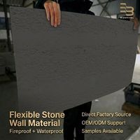 Revêtement mural flexible en pierre de terre battue noire MCM, ignifuge, imperméable, panneaux souples pour la décoration intérieure et extérieure